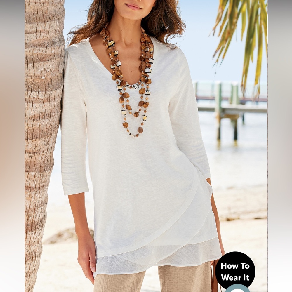 NWT Soft Surroundings Grace Top in Ivory Pearl 2X MSRP$79